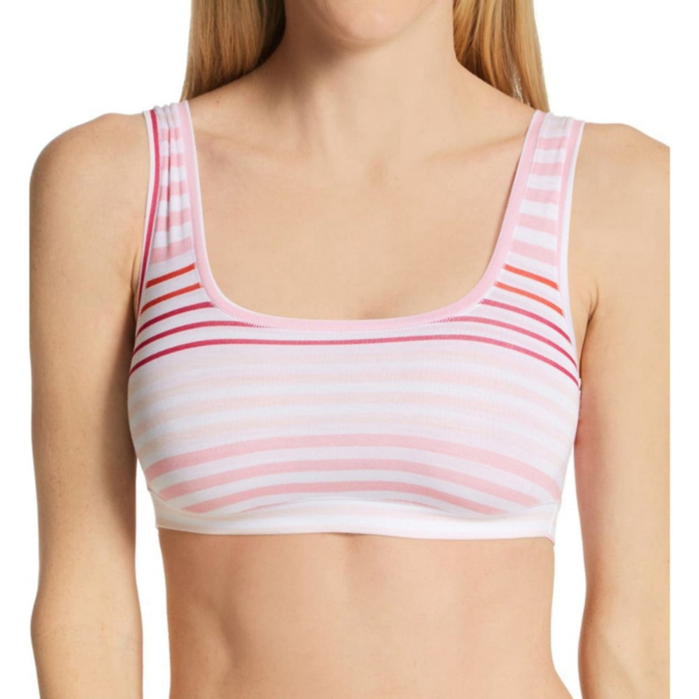 DKNY Women's Size Medium Designer Pink & White Bralette / Sports Bar NWT